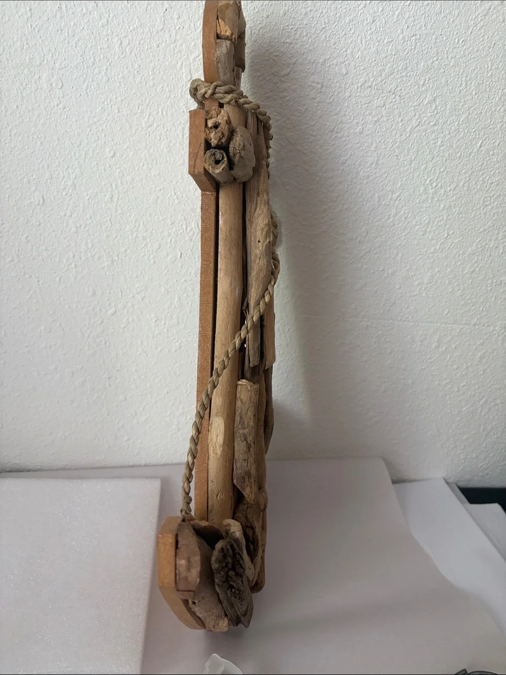 Rustic Driftwood Anchor Wall Decor - Natural Brown preowned